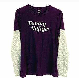 Tommy Hilfiger LS Women's Tee - Plum/Grey